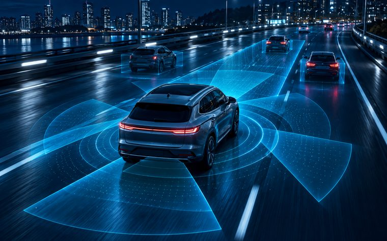 Vehicle with sensor fields for ADAS